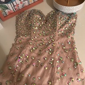 Bebe light pink prom dress